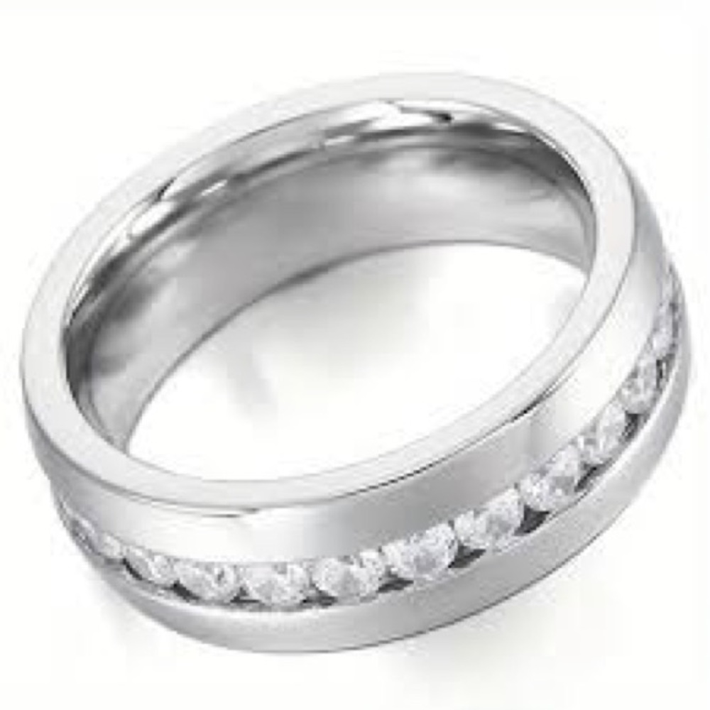Elegant Silver Colored Band with Crystal Accents